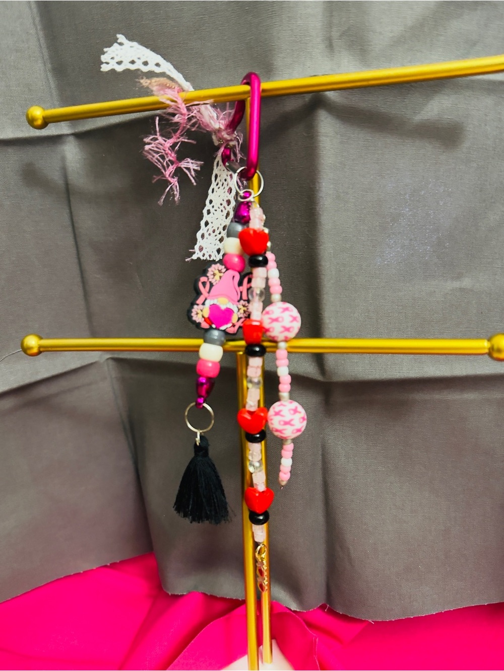Handmade Breast Cancer Awareness Purse Charm or Keychain